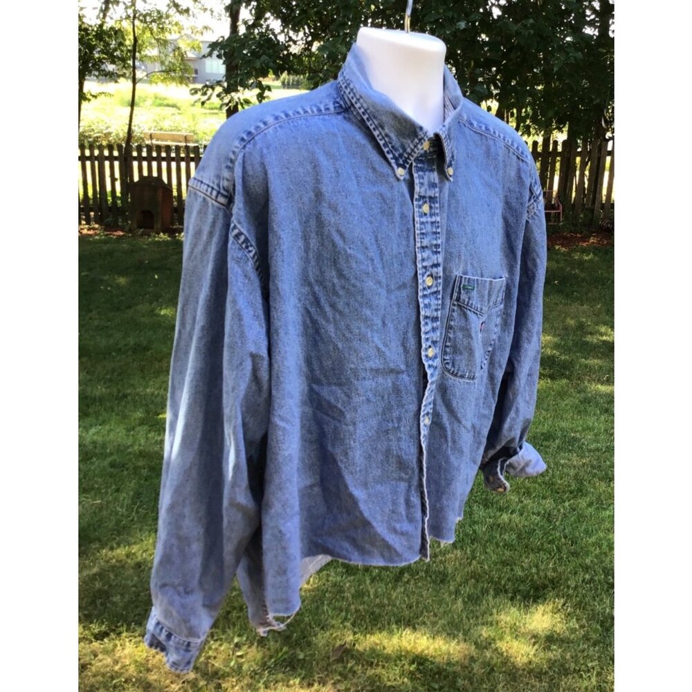 Tommy Jeans Mens Denim Button-Up Shirt XL Blue